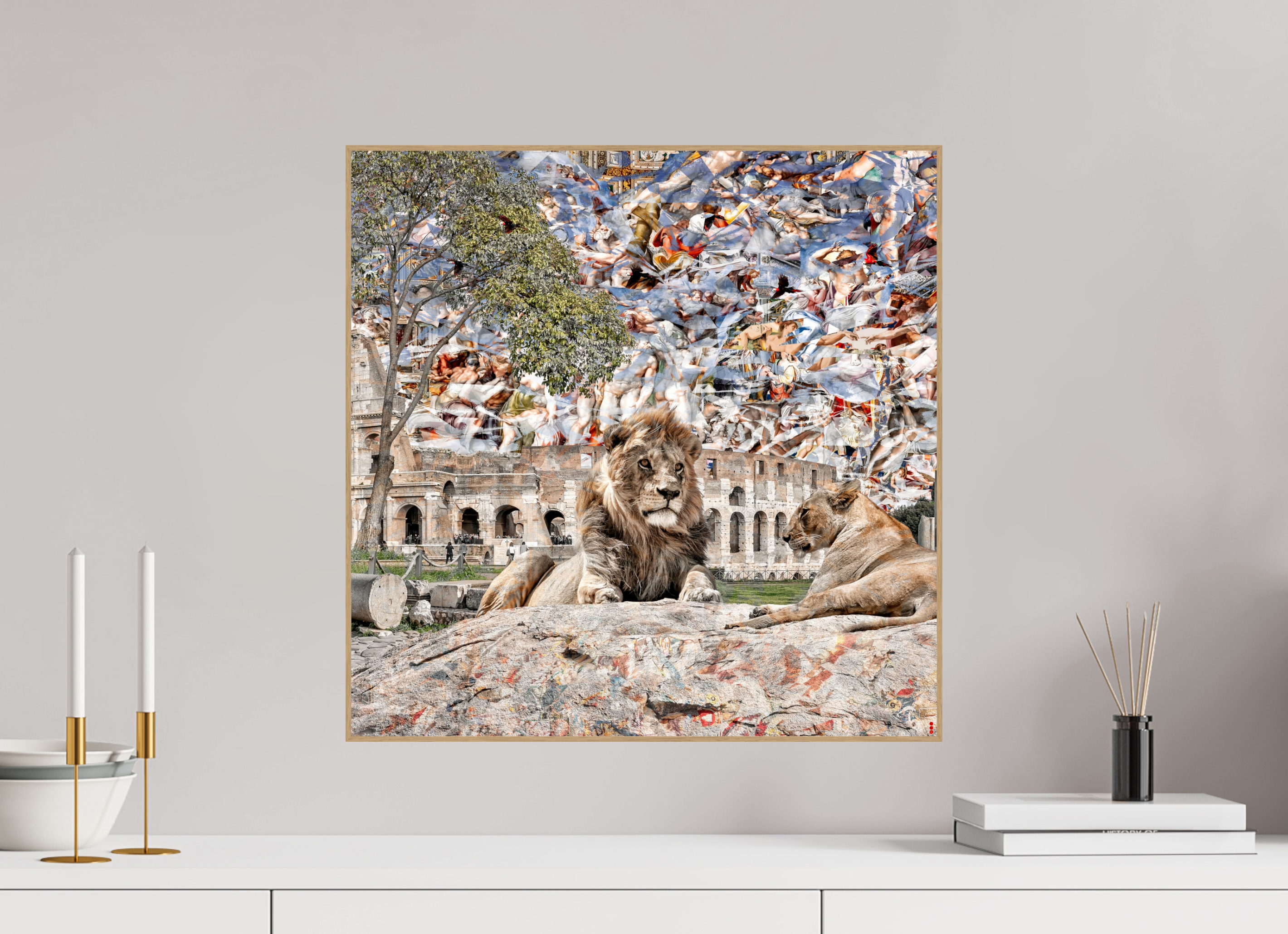 50 x 50 cm, Foto in ArtBox aus Massivholz Eiche natur RED³ WC Adjesa II