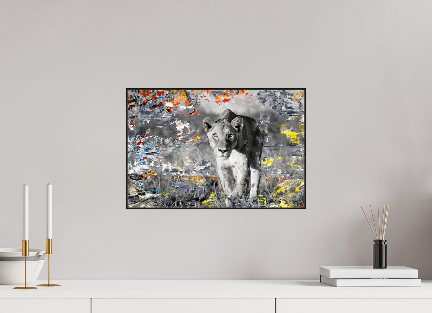 45 x 30 cm, Foto in ArtBox aus Massivholz Eiche schwarz RED³ WC Lamaya I