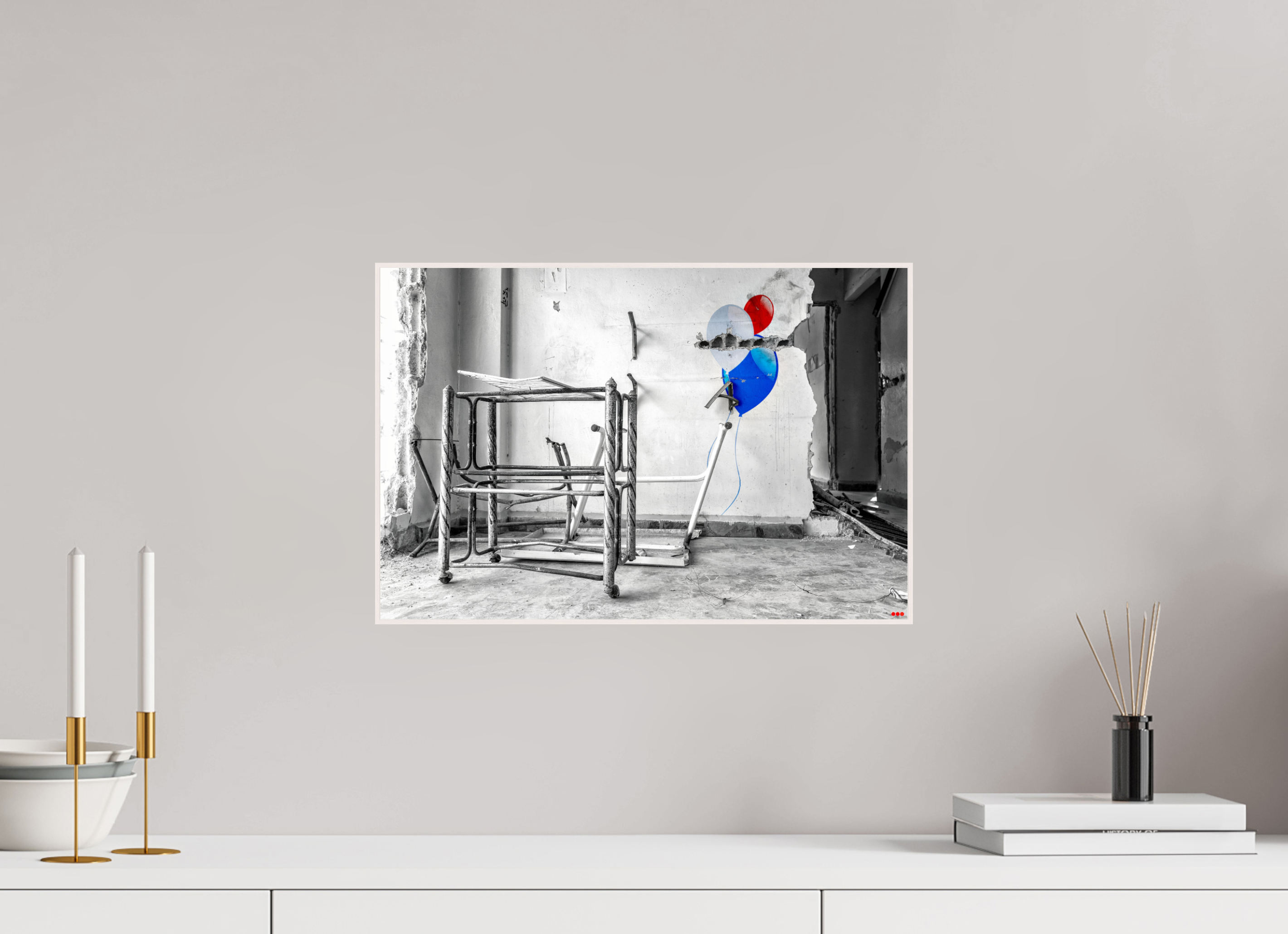 45 x 30 cm, Foto in ArtBox aus Massivholz Ahorn weiß RED³ SCSI Mursal I