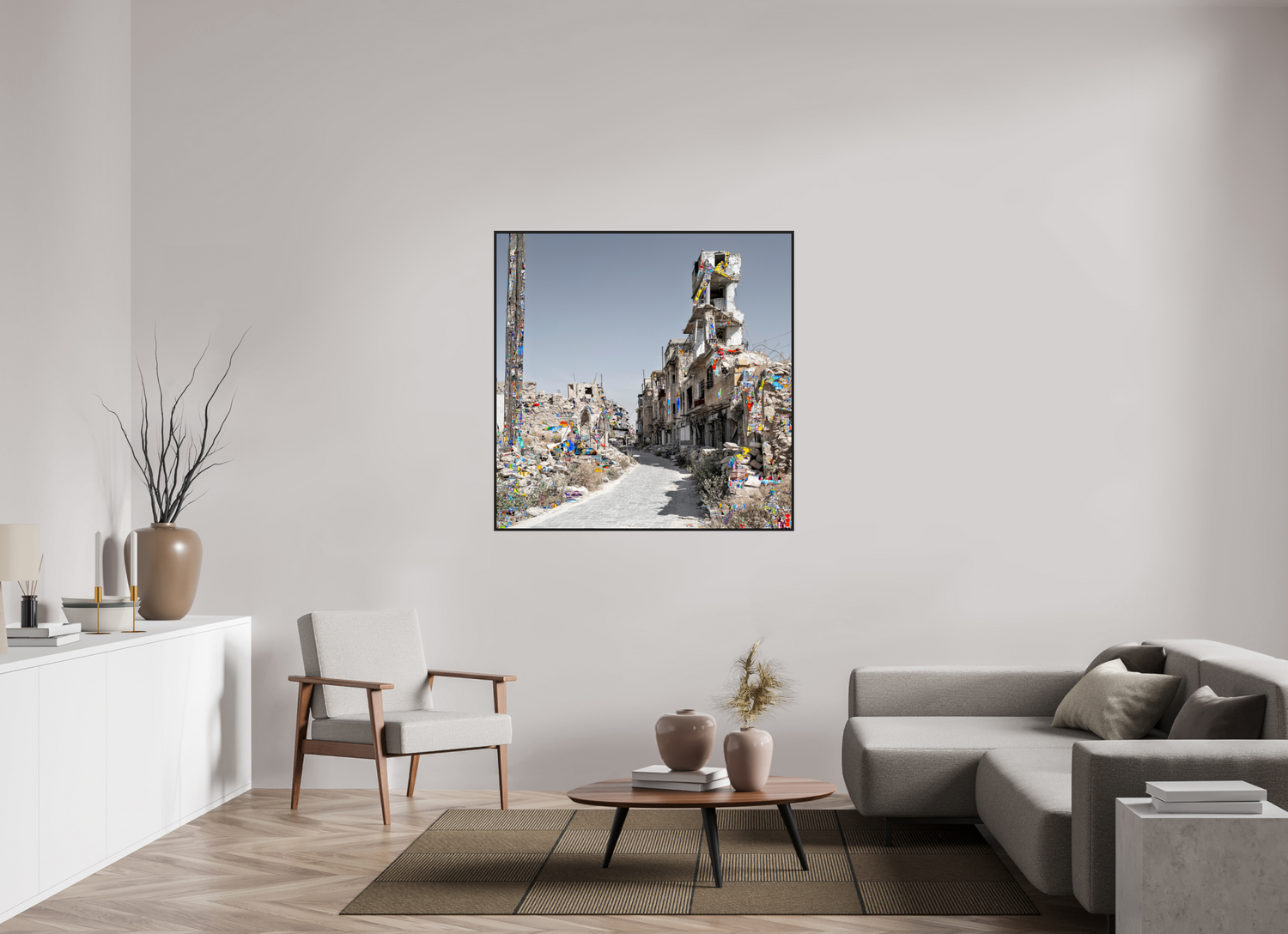 120 x 120 cm, Schattenfugen-Rahmen schwarz &amp; 2mm Acrylglas FA SCSI Madiha II