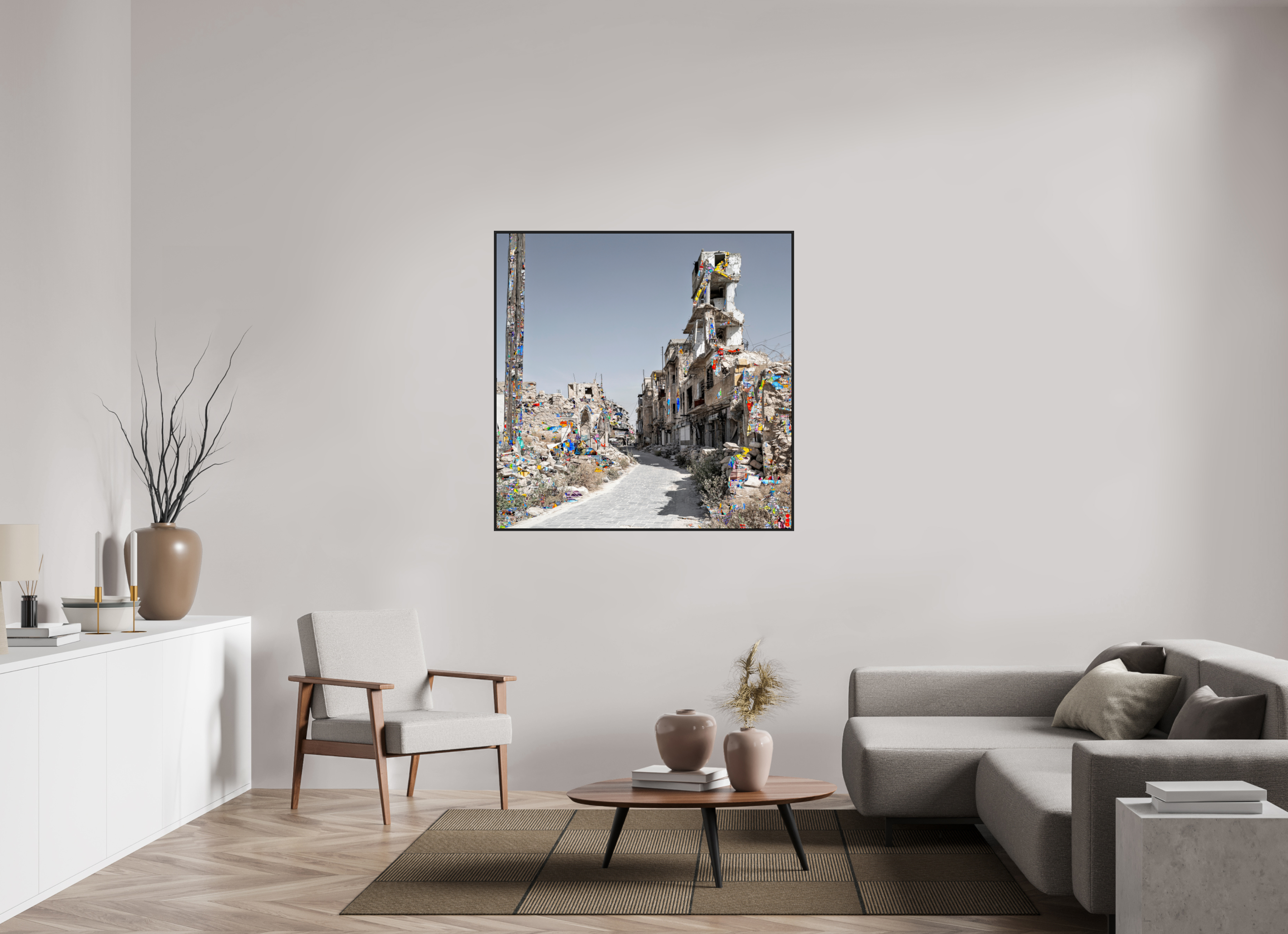 120 x 120 cm, Schattenfugen-Rahmen schwarz &amp; 2mm Acrylglas FA SCSI Madiha II