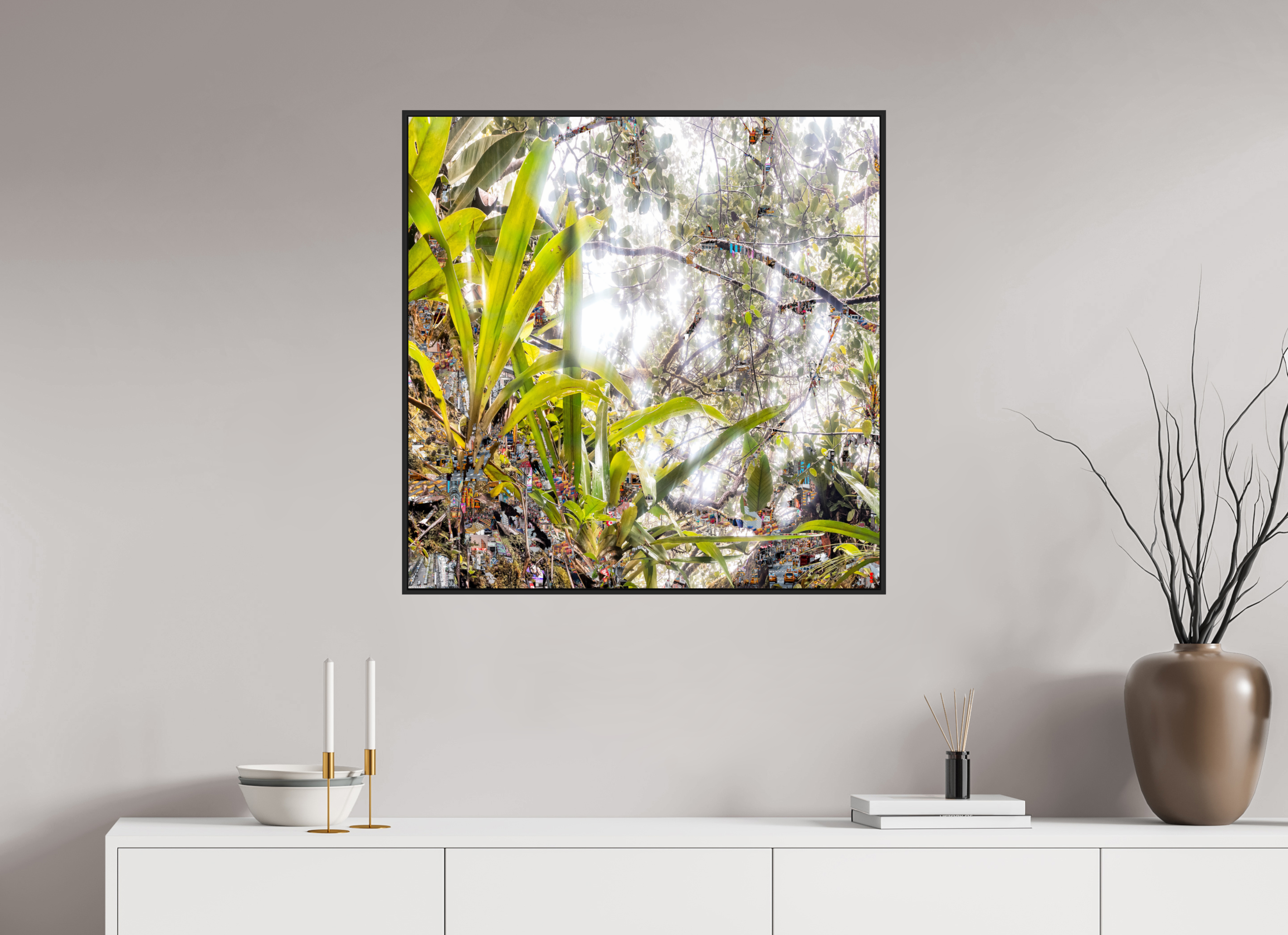 80 x 80 cm, Schattenfugen-Rahmen schwarz &amp; 2mm Acrylglas FA HP Amara II