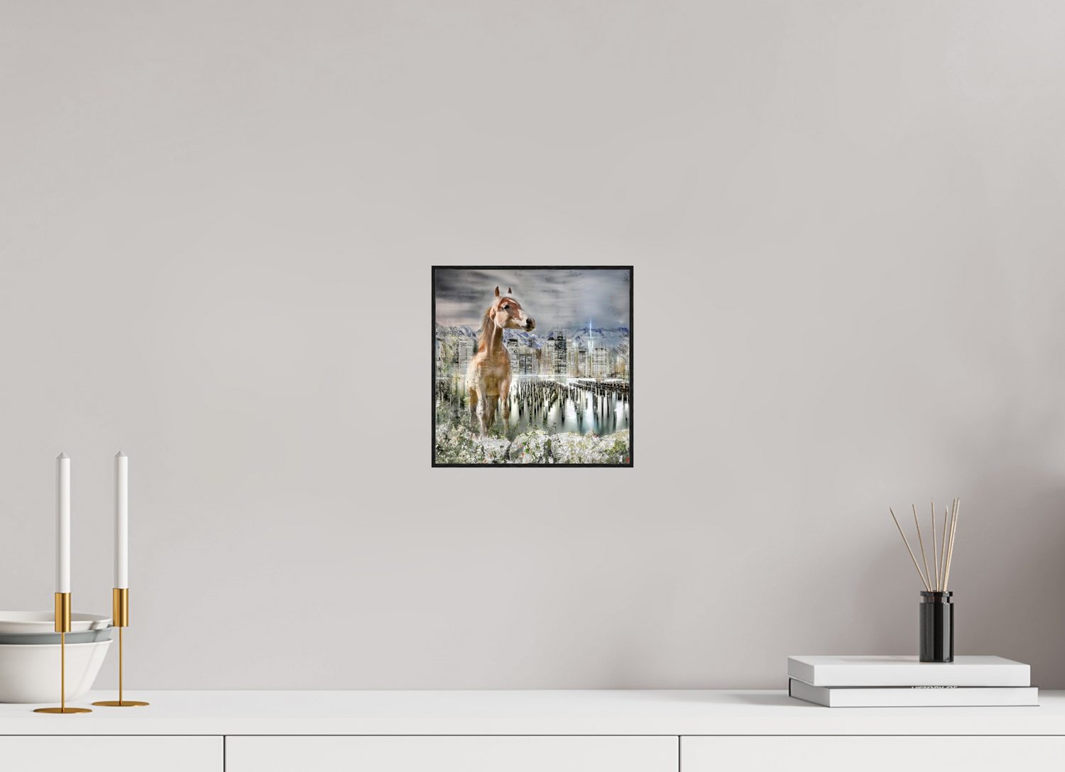 20 x 20 cm, Foto in ArtBox aus Massivholz Eiche schwarz RED³ HP Amazia II