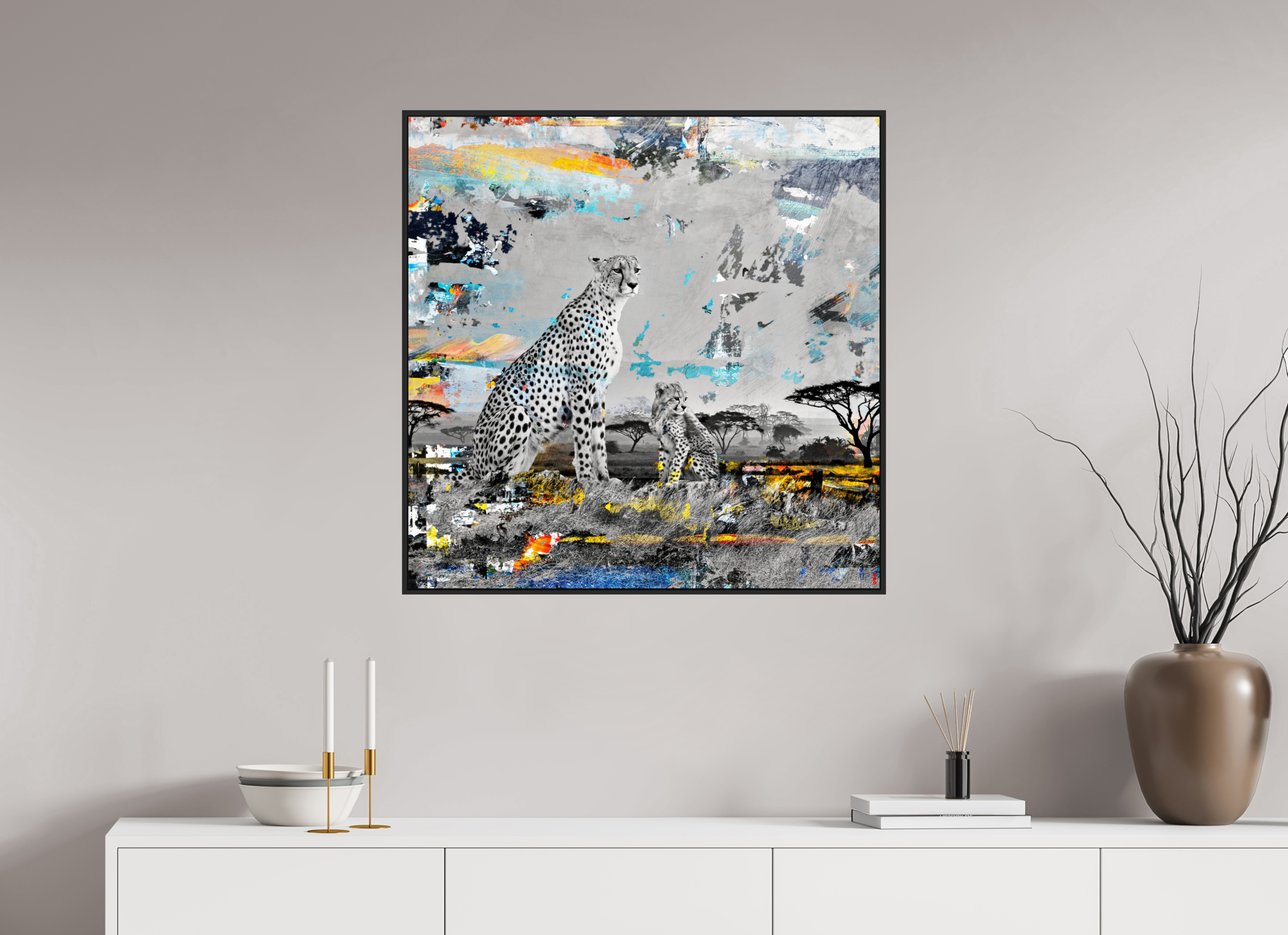 80 x 80 cm, Schattenfugen-Rahmen schwarz &amp; 2mm Acrylglas FA WC Ladebayo II