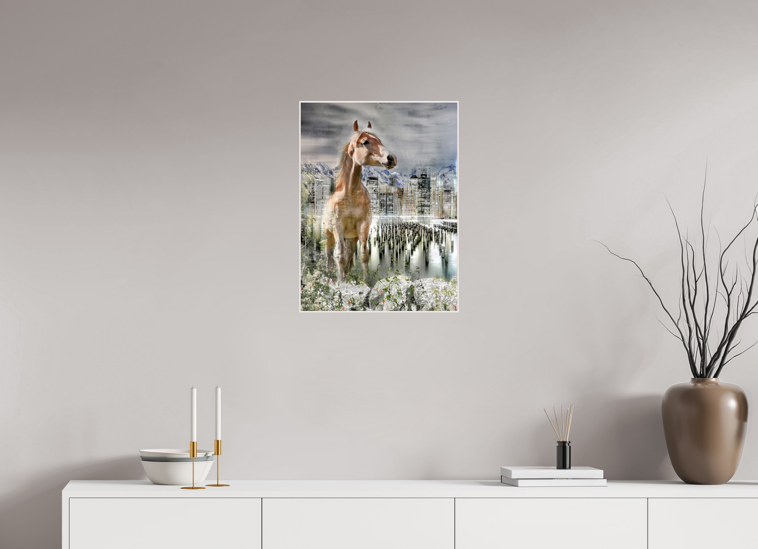 45 x 60 cm, Foto in ArtBox aus Massivholz Ahorn weiß RED³ HP Amazia III