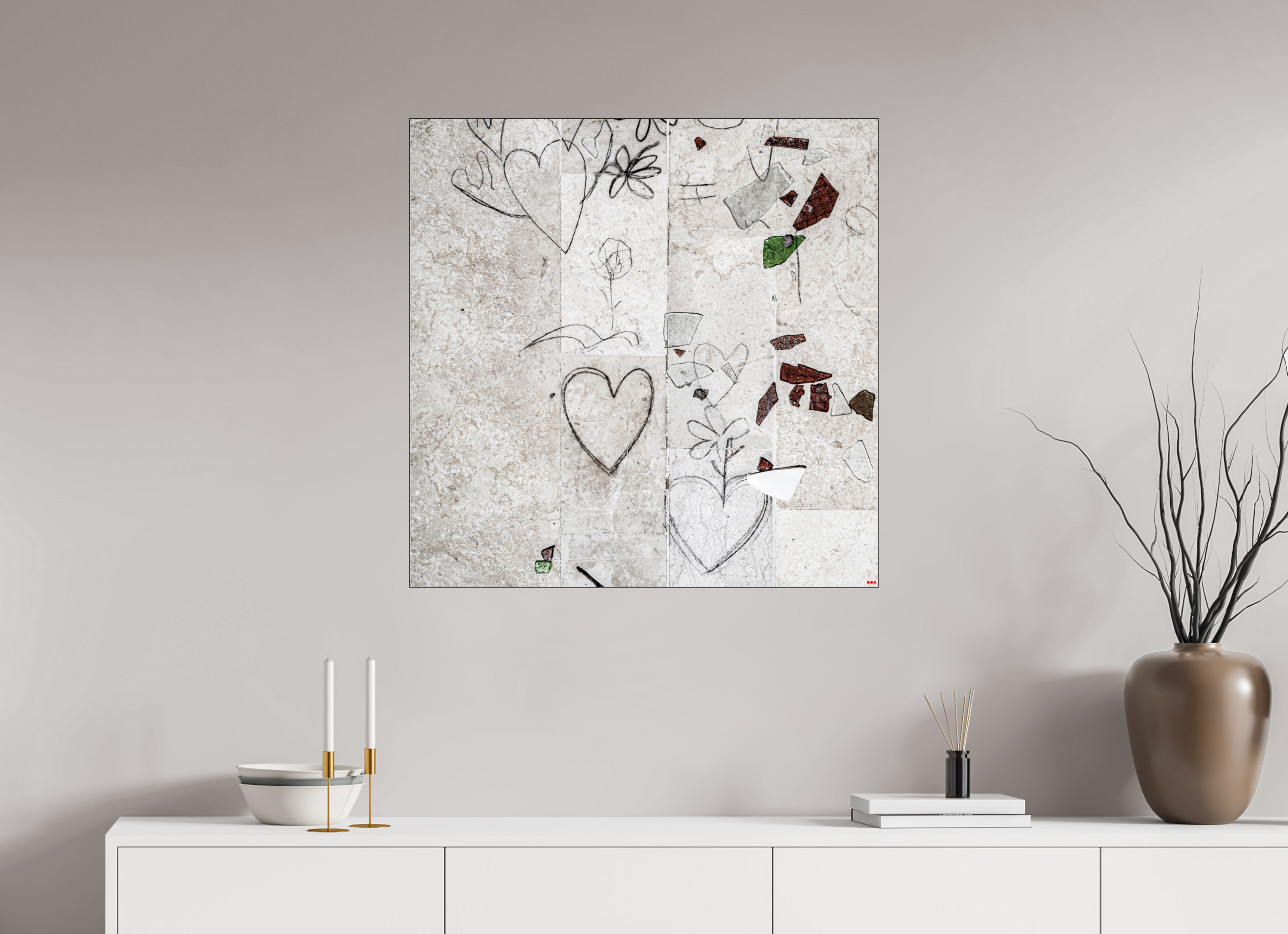 80 x 80 cm, Slimline Einfassung schwarz unter 2mm Acrylglas FA PH Chandelier II