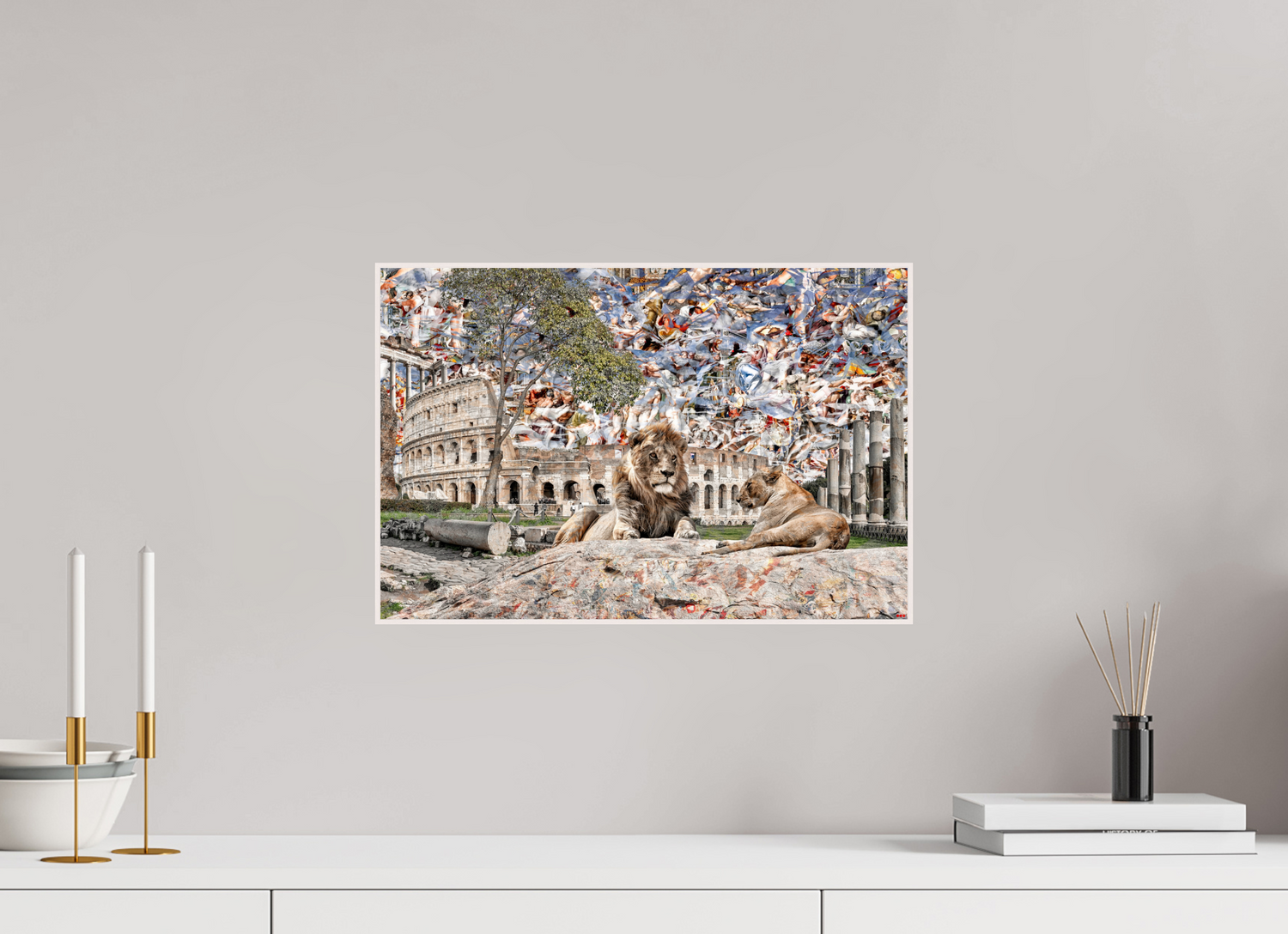 45 x 30 cm, Foto in ArtBox aus Massivholz Ahorn weiß RED³ WC Adjesa I