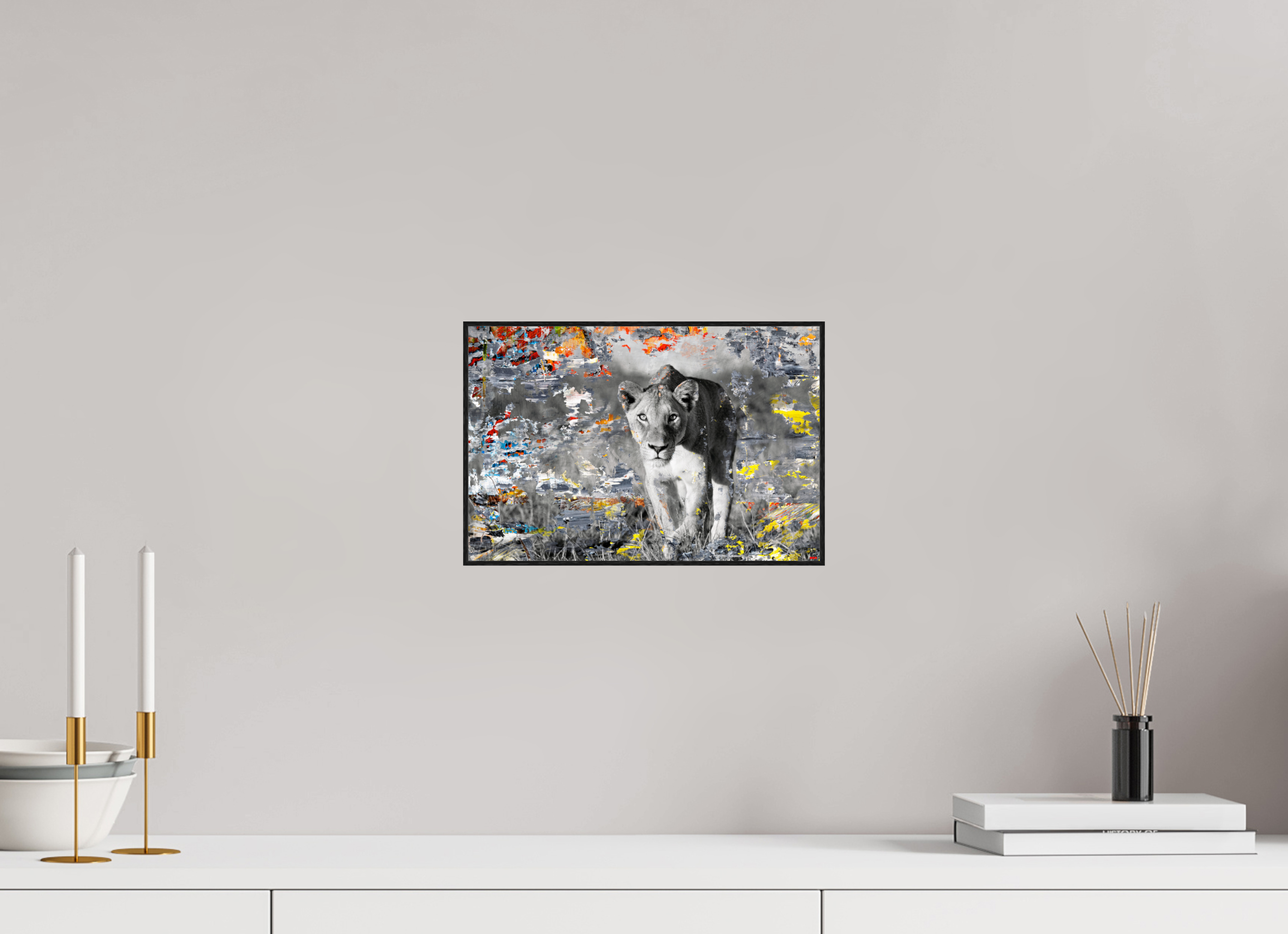 30 x 20 cm, Foto in ArtBox aus Massivholz Eiche schwarz RED³ WC Lamaya I