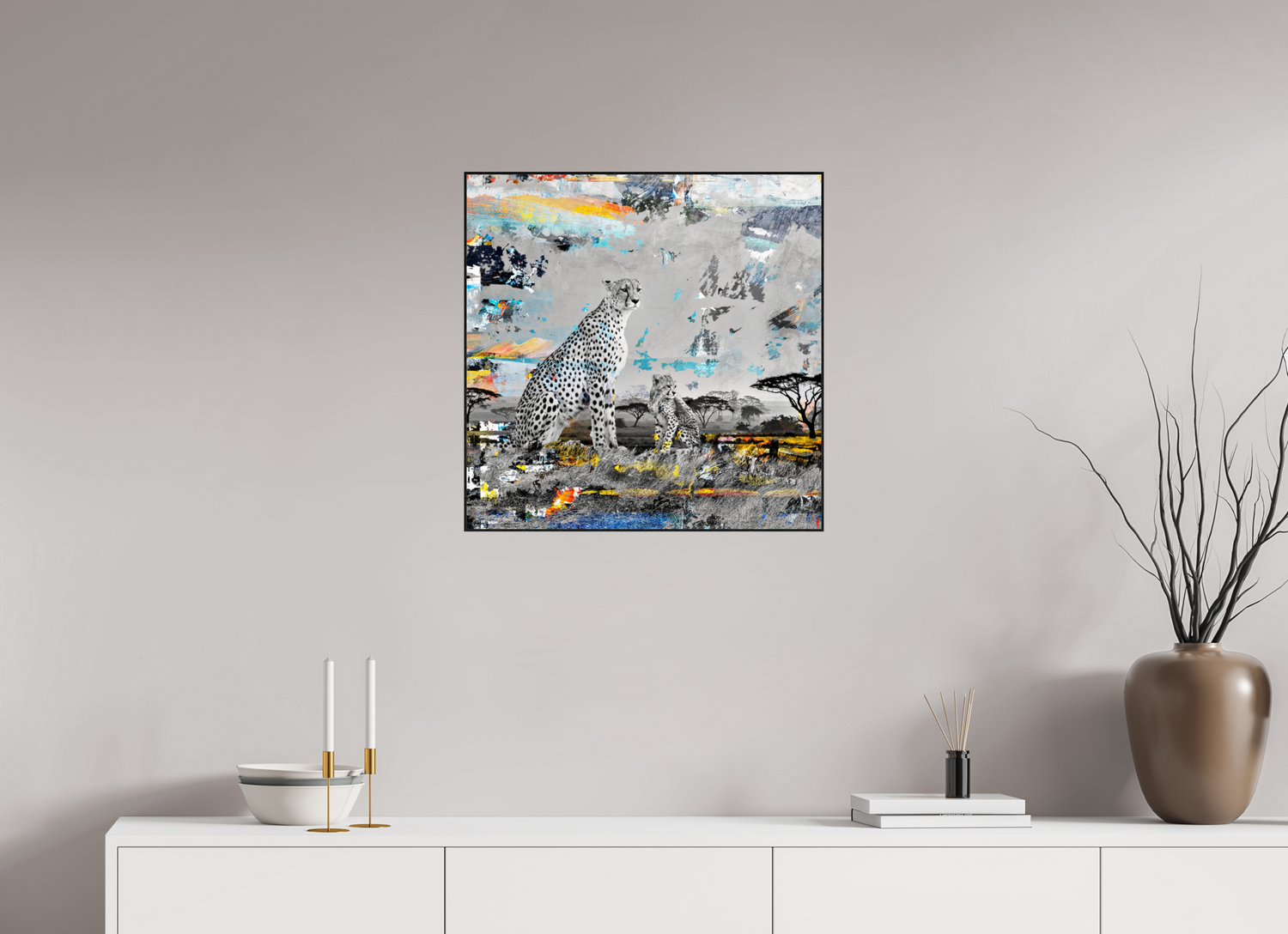 60 x 60 cm, Foto in ArtBox aus Massivholz Eiche schwarz RED³ WC Ladebayo II