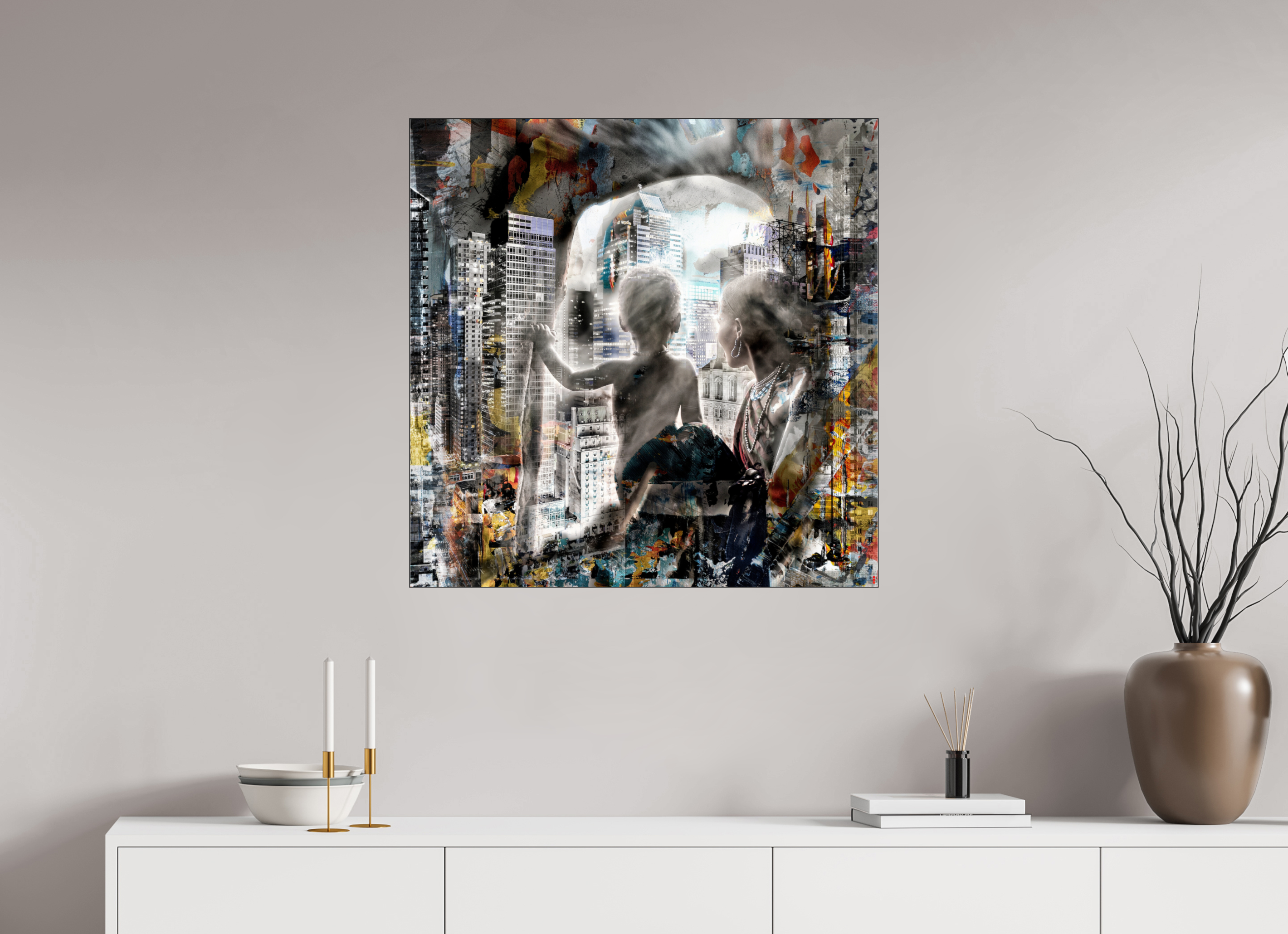 80 x 80 cm, Slimline Einfassung schwarz unter 2mm Acrylglas FA HP Sukama II