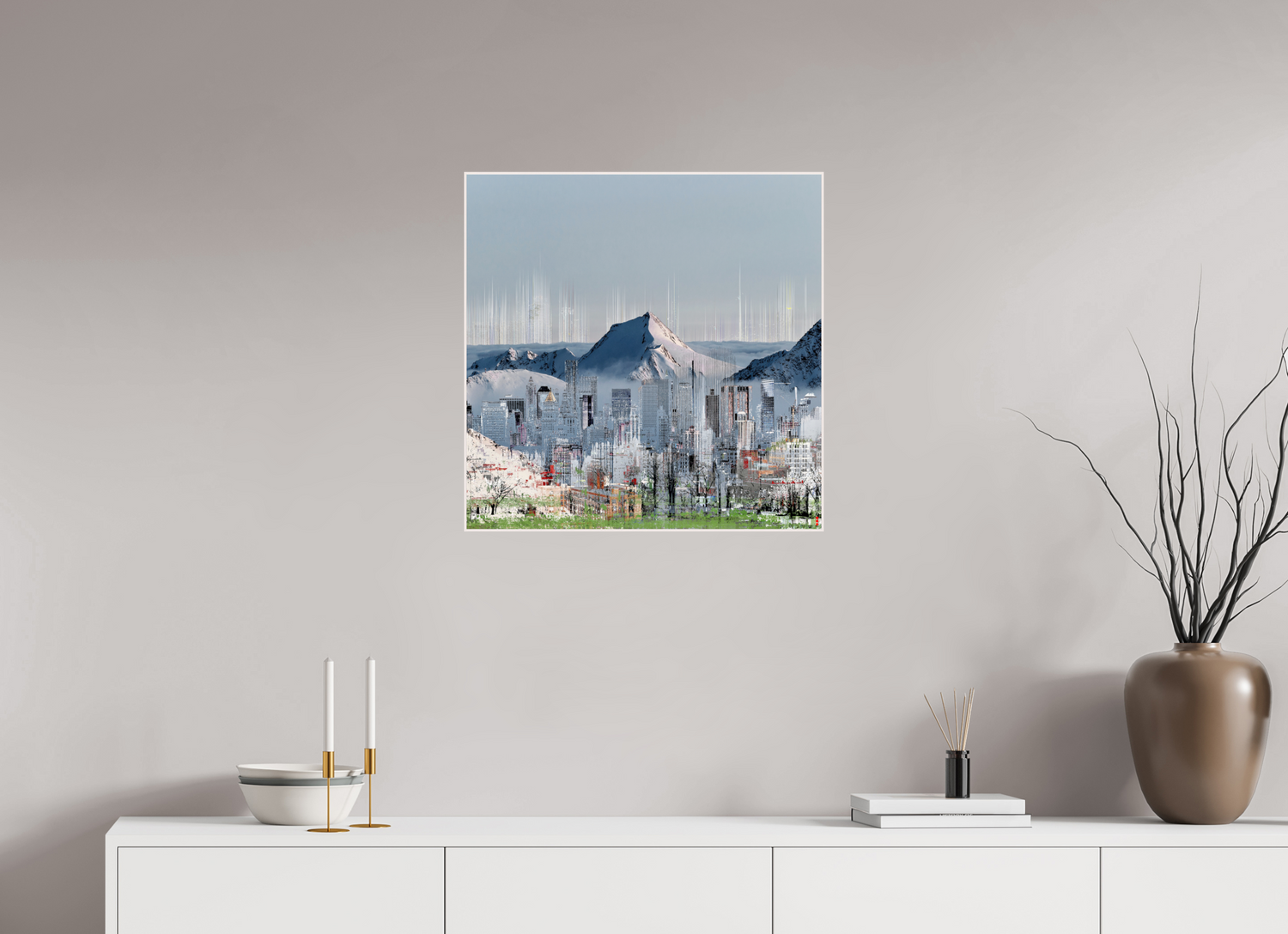 60 x 60 cm, Foto in ArtBox aus Massivholz Ahorn weiß RED³ HP Mafuane II