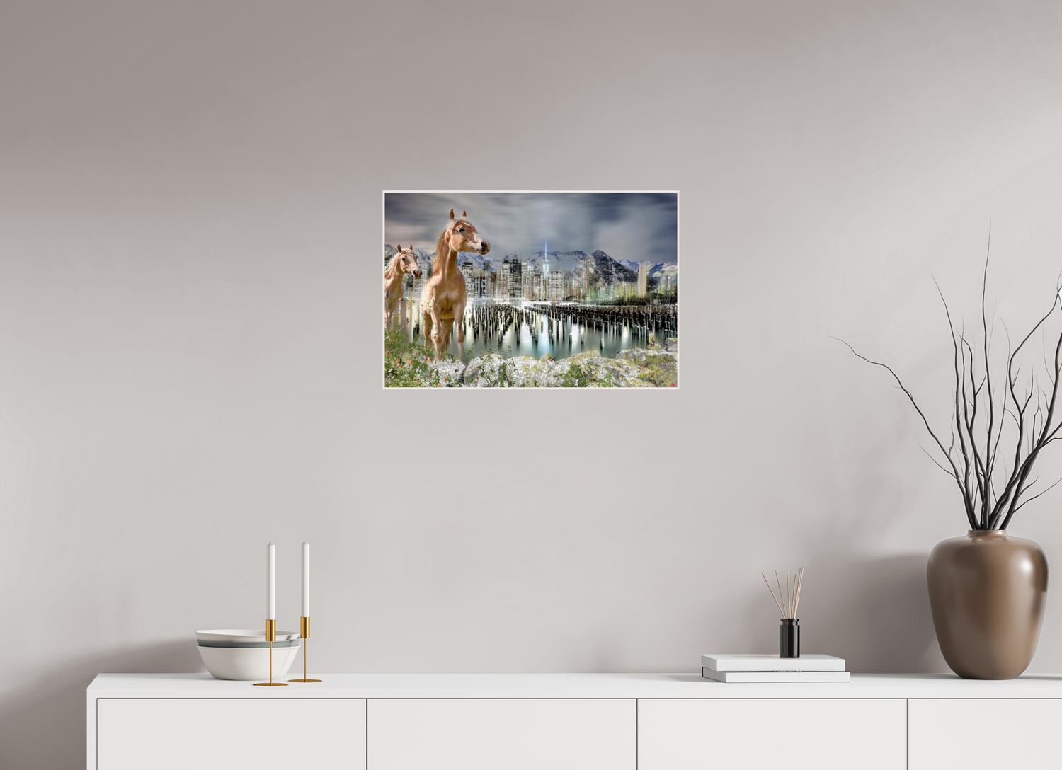 60 x 40 cm, Foto in ArtBox aus Massivholz Ahorn weiß RED³ HP Amazia I