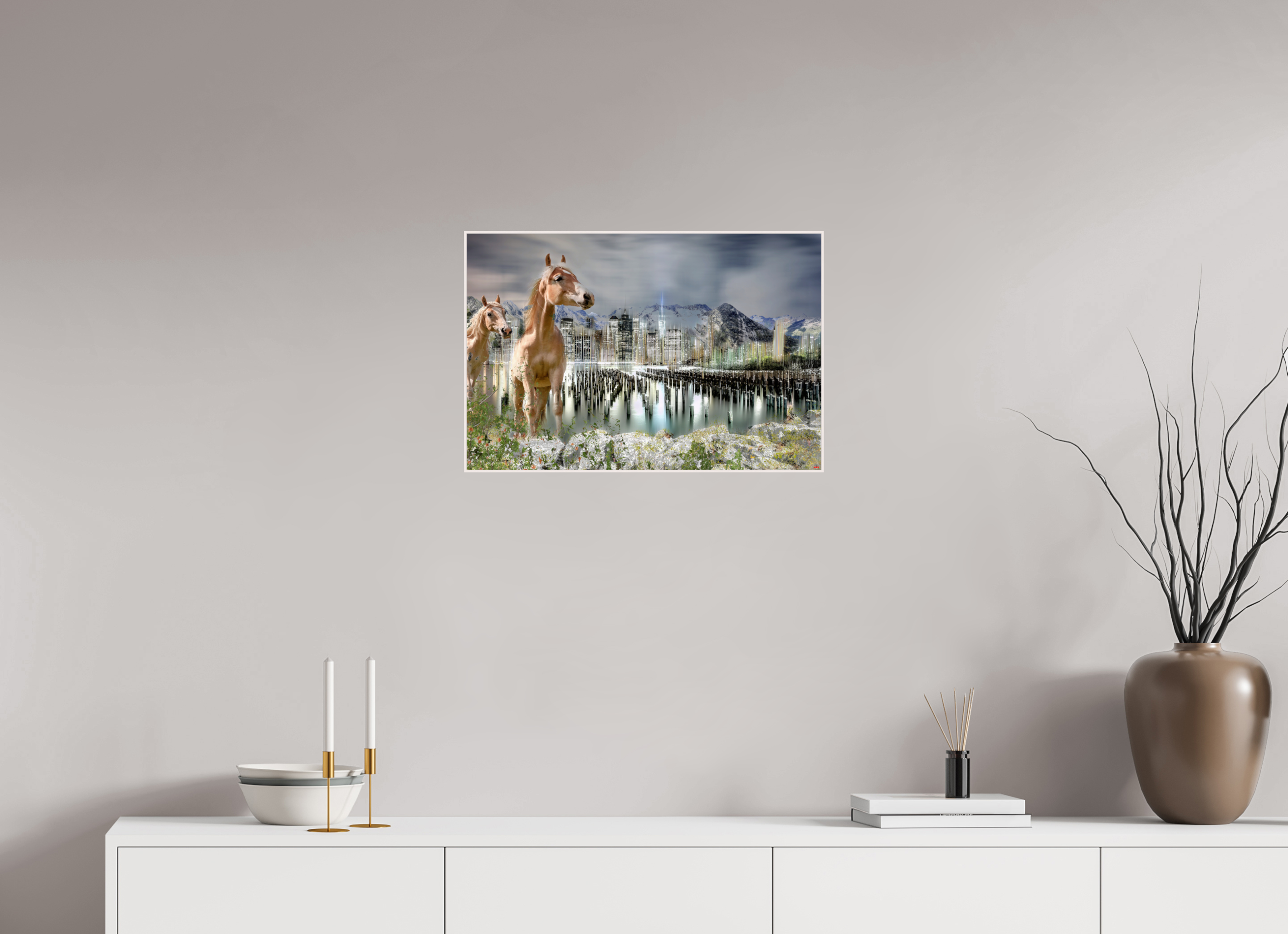 60 x 40 cm, Foto in ArtBox aus Massivholz Ahorn weiß RED³ HP Amazia I