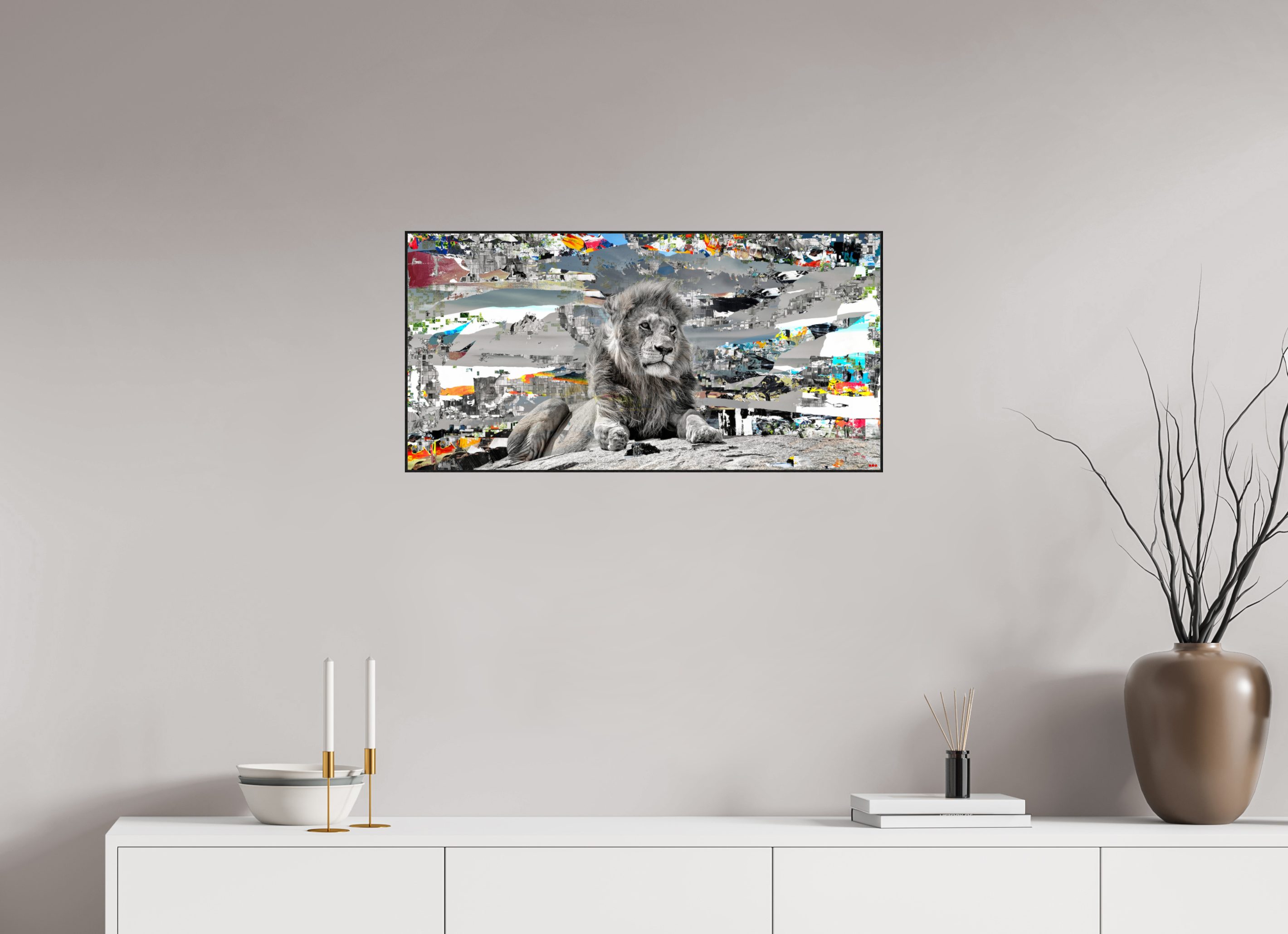 80 x 40 cm, Foto in ArtBox aus Massivholz Eiche schwarz RED³ WC Jabari V