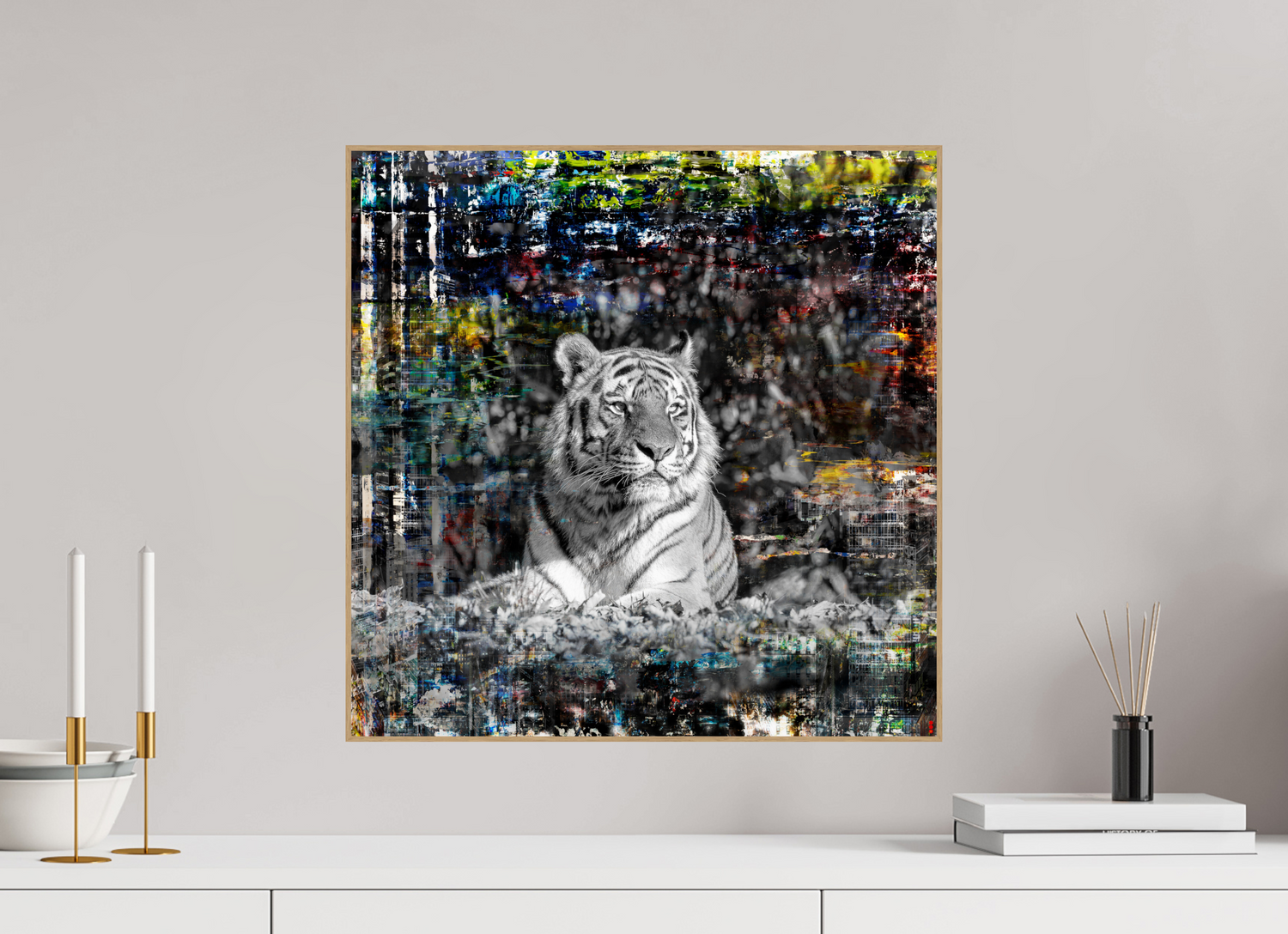 50 x 50 cm, Foto in ArtBox aus Massivholz Eiche natur RED³ WC Lubaya II