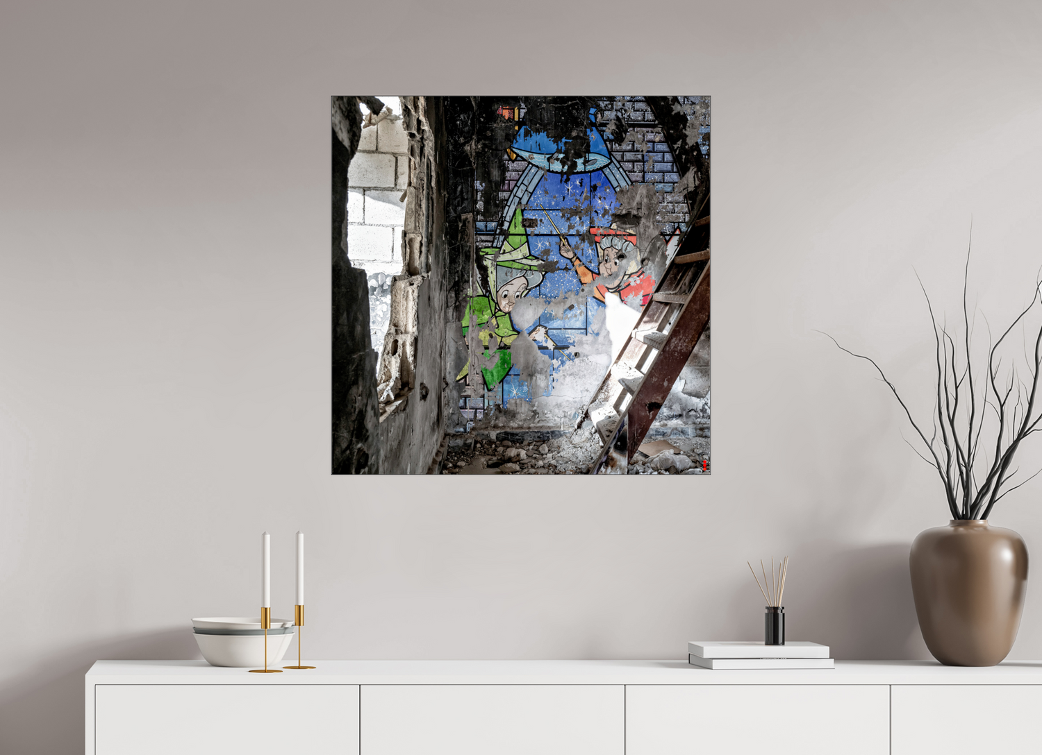 80 x 80 cm, Slimline Einfassung schwarz unter 2mm Acrylglas FA SCSI Mazaya II