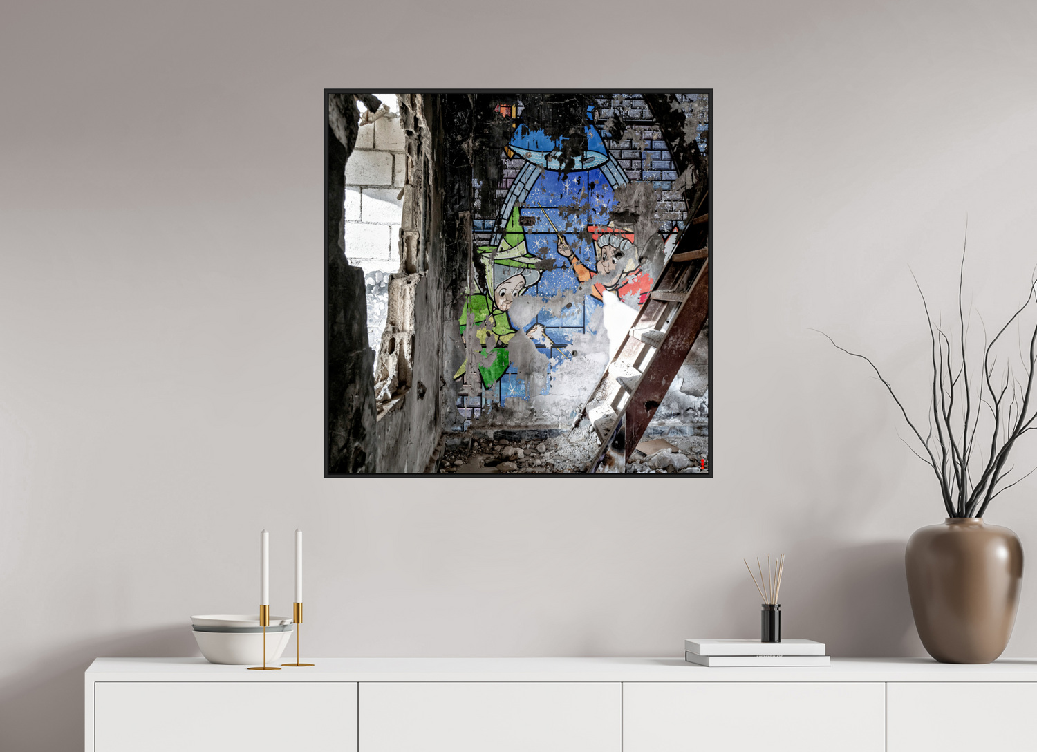 80 x 80 cm, Schattenfugen-Rahmen schwarz &amp; 2mm Acrylglas FA SCSI Mazaya II