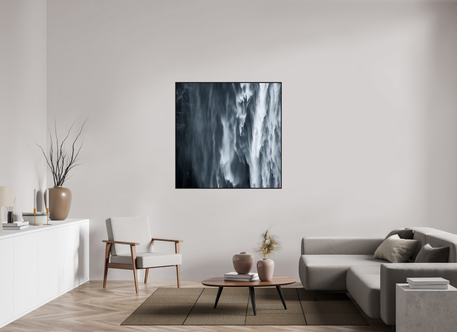 120 x 120 cm, Schattenfugen-Rahmen schwarz &amp; 2mm Acrylglas FA PH Oats in the Water II