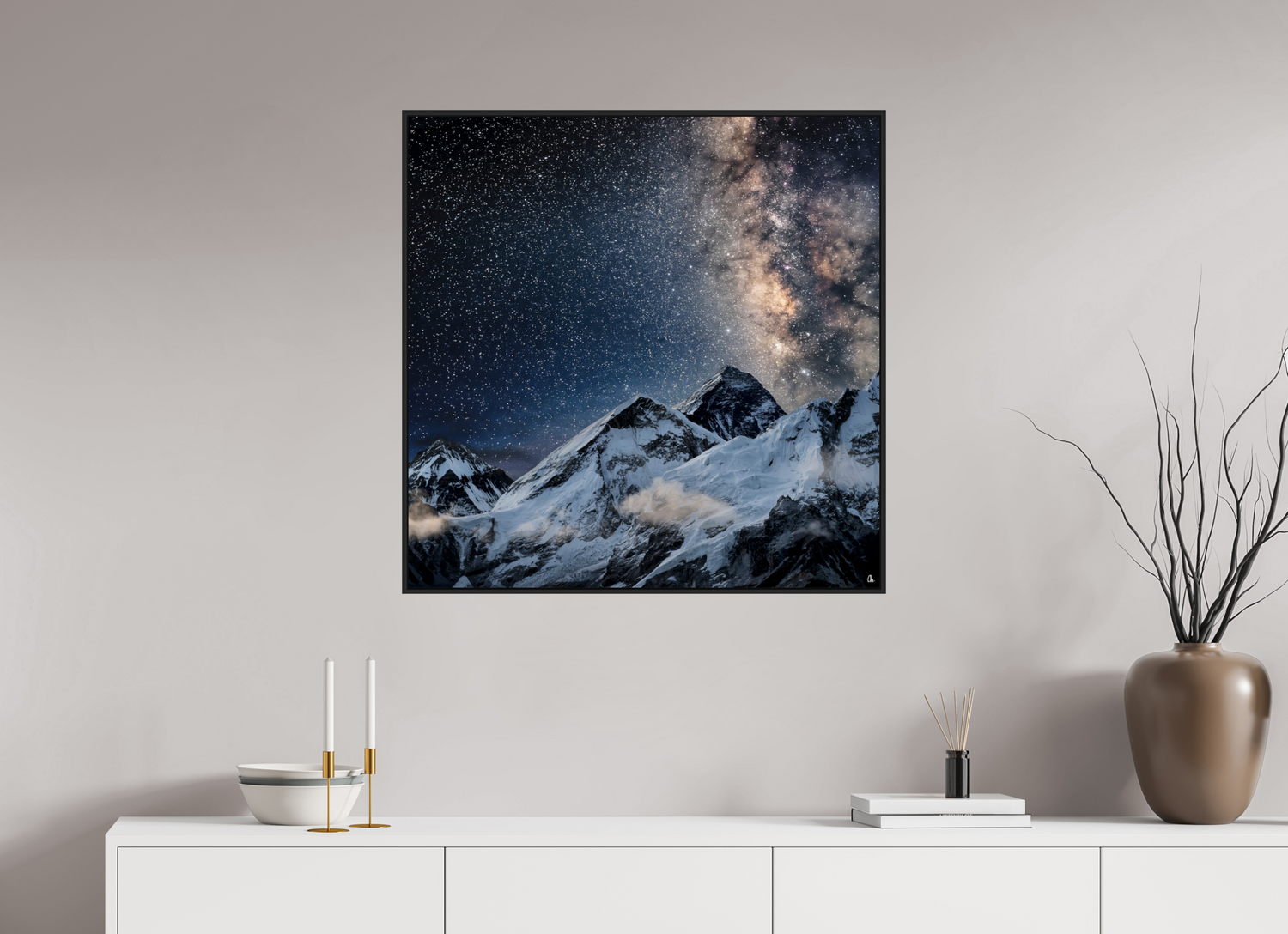 80 x 80 cm, Schattenfugen-Rahmen schwarz &amp; 2mm Acrylglas FA PH Sangmo II