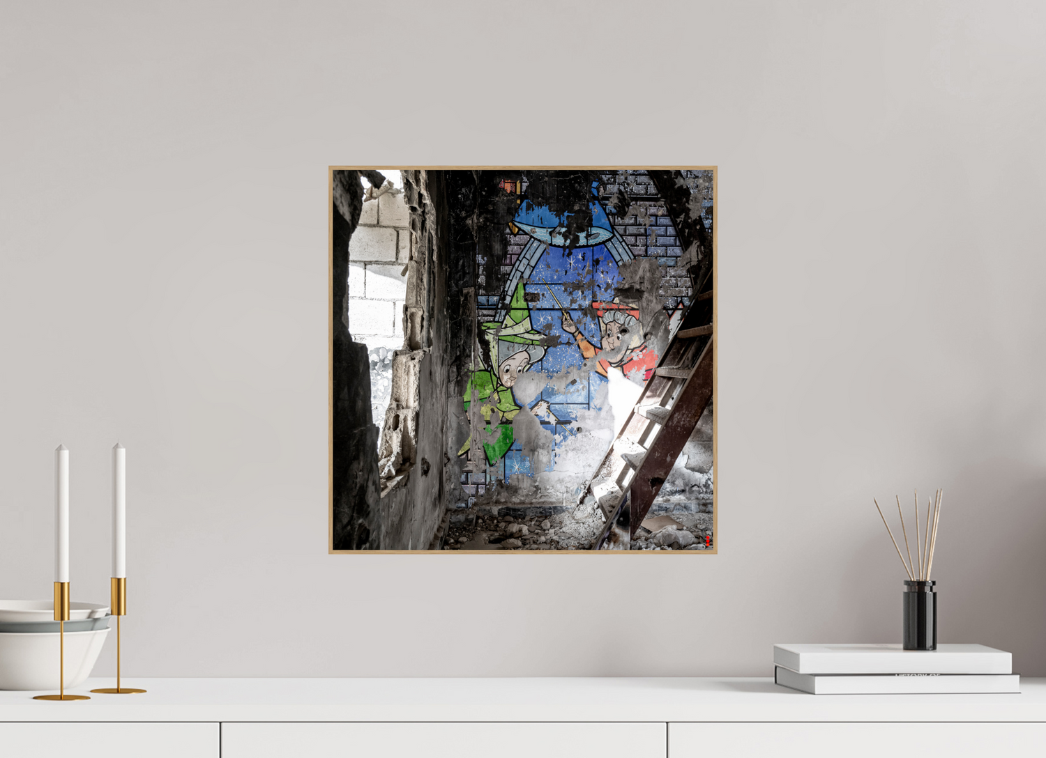 40 x 40 cm, Foto in ArtBox aus Massivholz Eiche natur RED³ SCSI Mazaya II