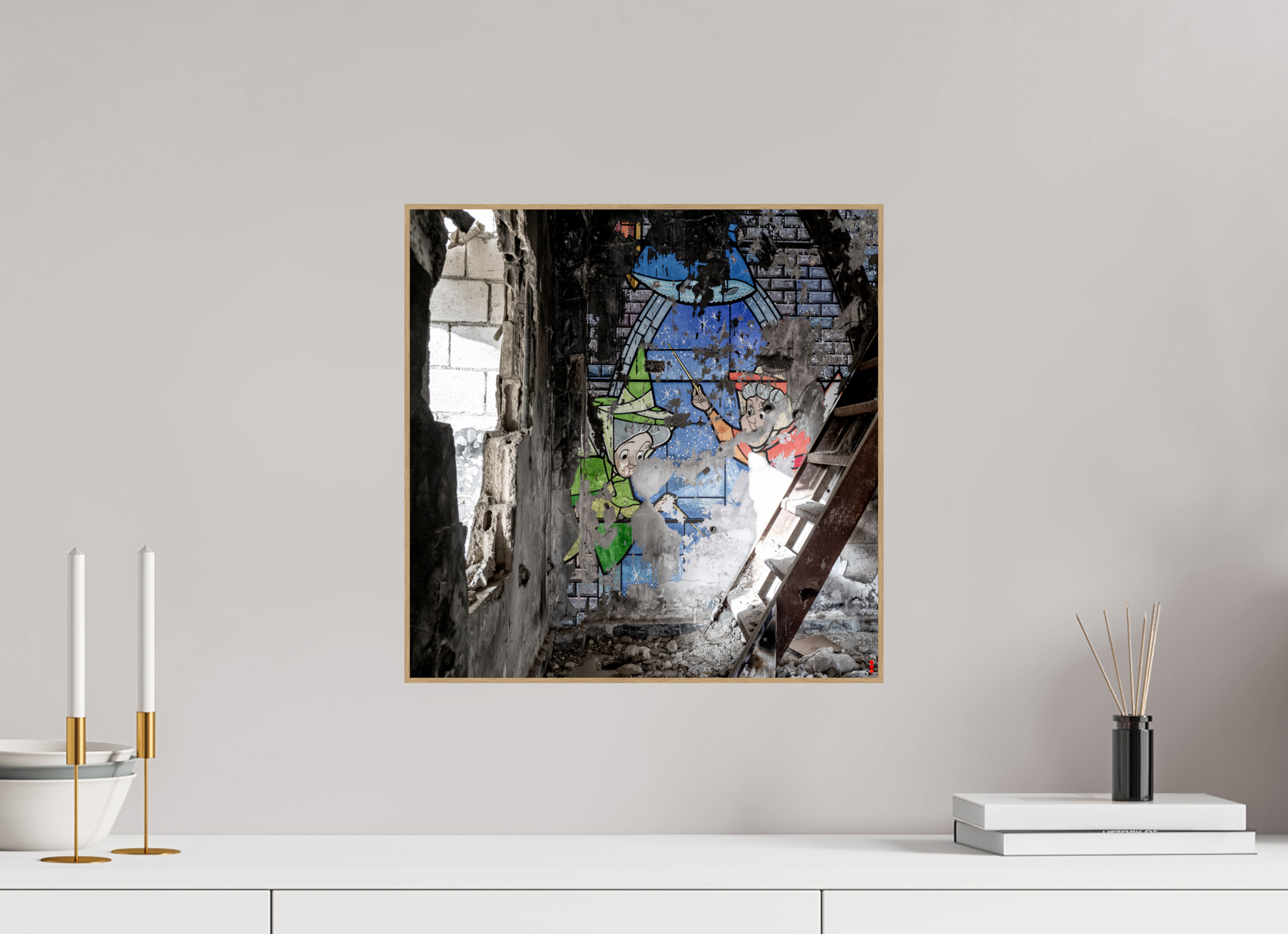 40 x 40 cm, Foto in ArtBox aus Massivholz Eiche natur RED³ SCSI Mazaya II