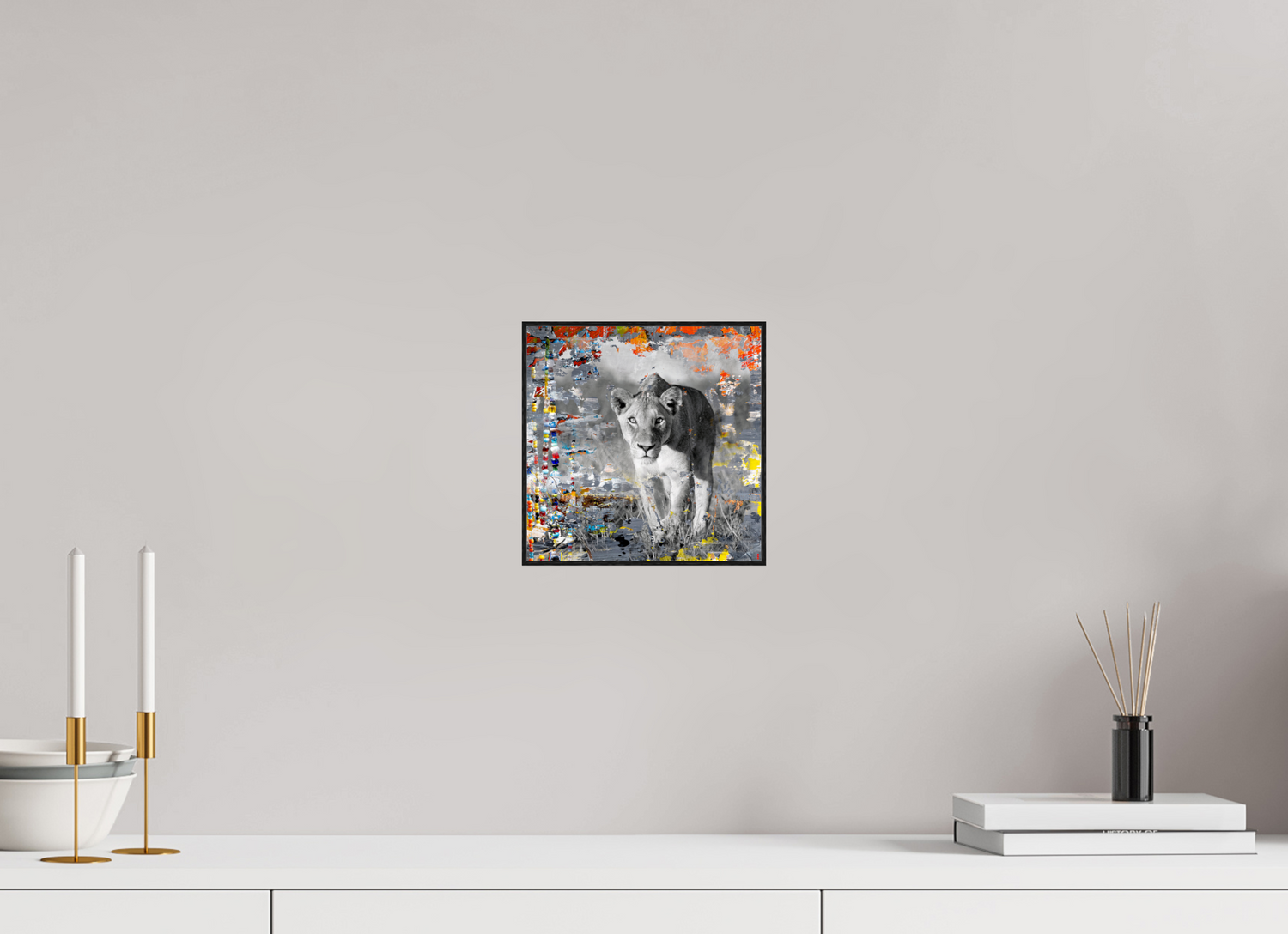 20 x 20 cm, Foto in ArtBox aus Massivholz Eiche schwarz RED³ WC Lamaya II