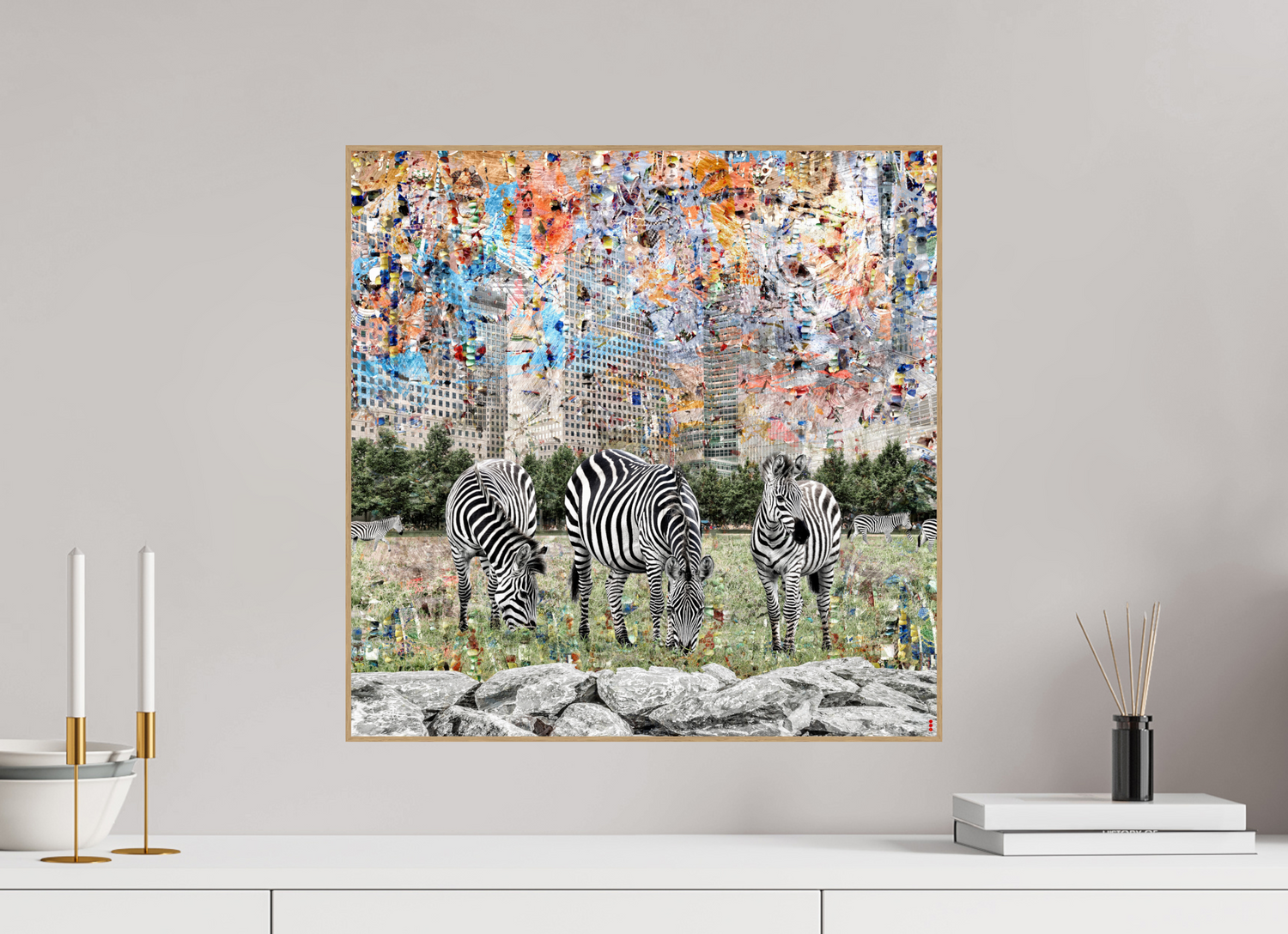 50 x 50 cm, Foto in ArtBox aus Massivholz Eiche natur RED³ WC Amaya II