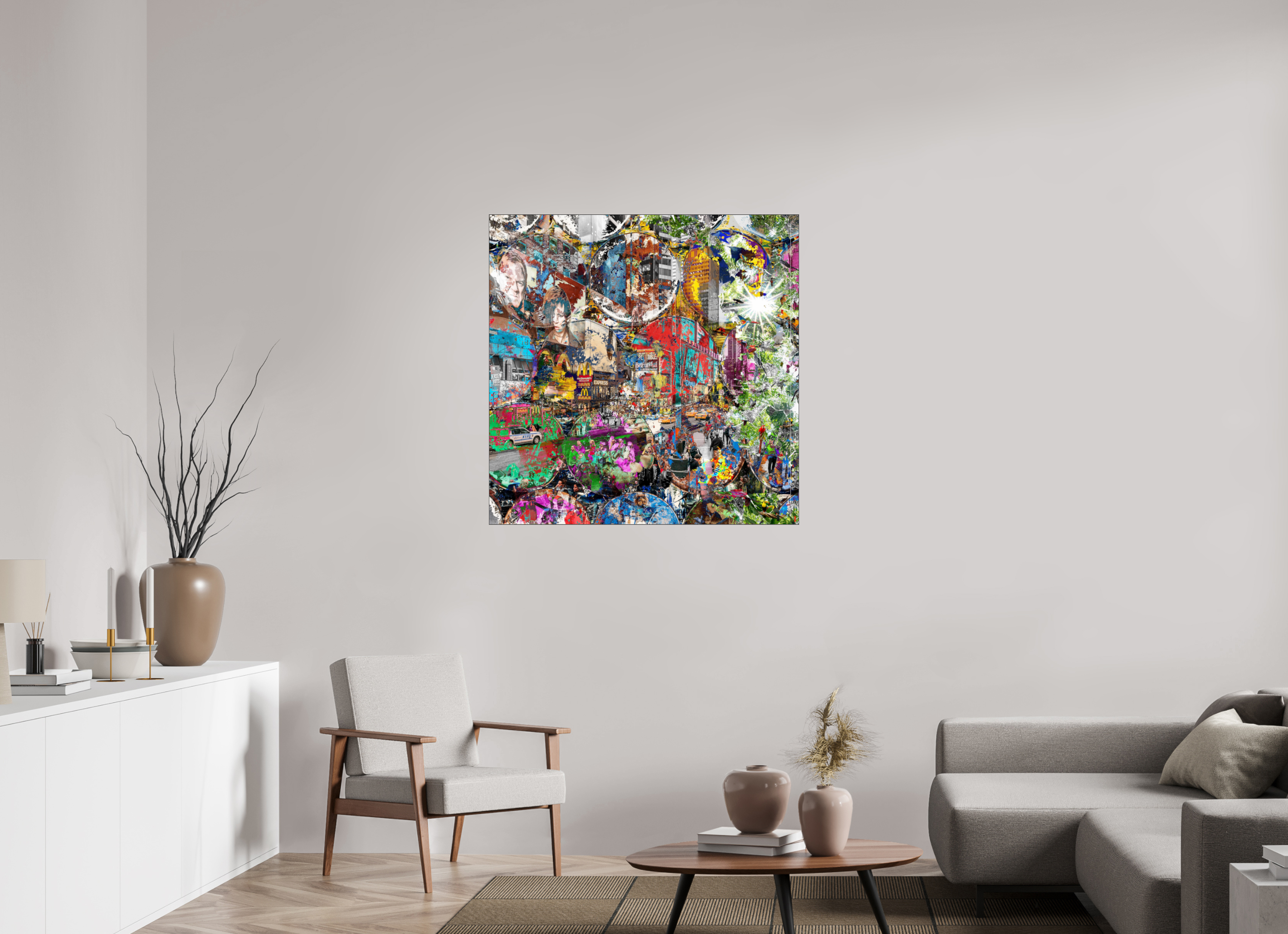 100 x 100 cm, Slimline Einfassung schwarz unter 2mm Acrylglas FA HP Winston churchills boy II