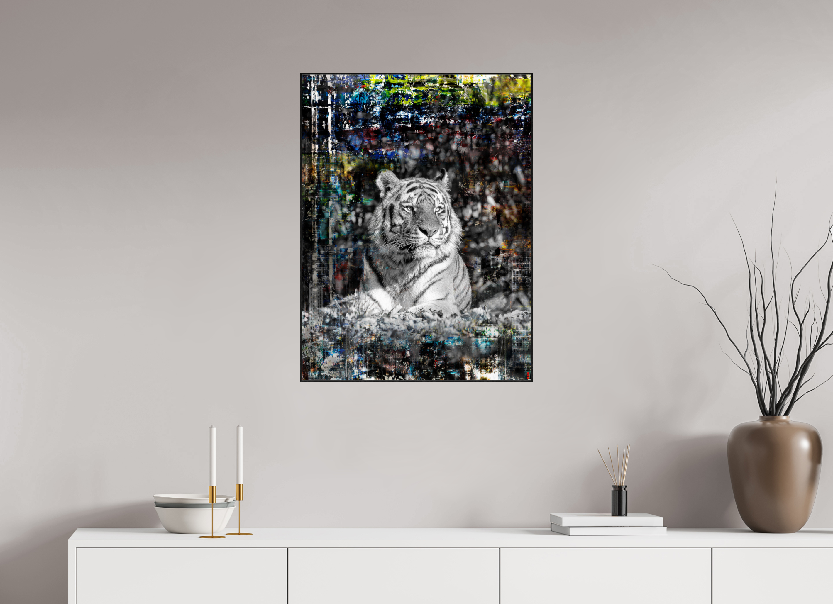 60 x 80 cm, Foto in ArtBox aus Massivholz Eiche schwarz RED³ WC Lubaya III