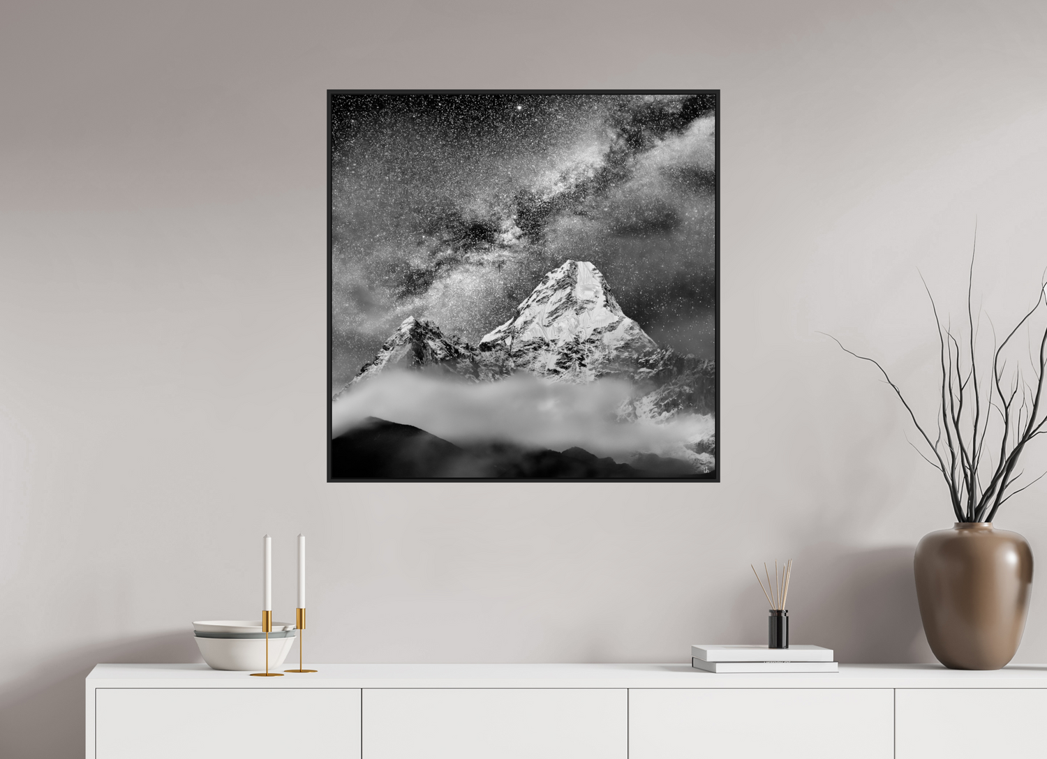 80 x 80 cm, Schattenfugen-Rahmen schwarz &amp; 2mm Acrylglas FA PH Sherab II