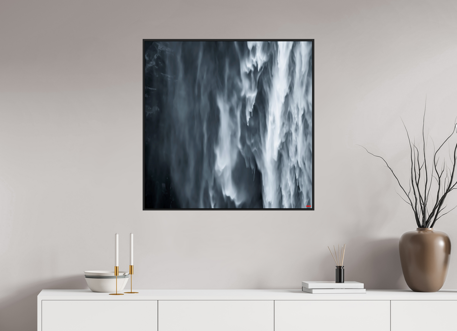 80 x 80 cm, Schattenfugen-Rahmen schwarz &amp; 2mm Acrylglas FA PH Oats in the Water II